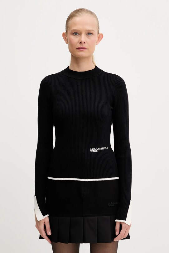 Karl Lagerfeld Jeans pulóver sima fekete A3W18006