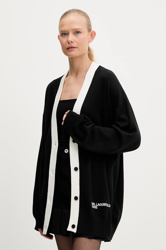 Karl Lagerfeld Jeans kardigán vékony fekete A3W18008