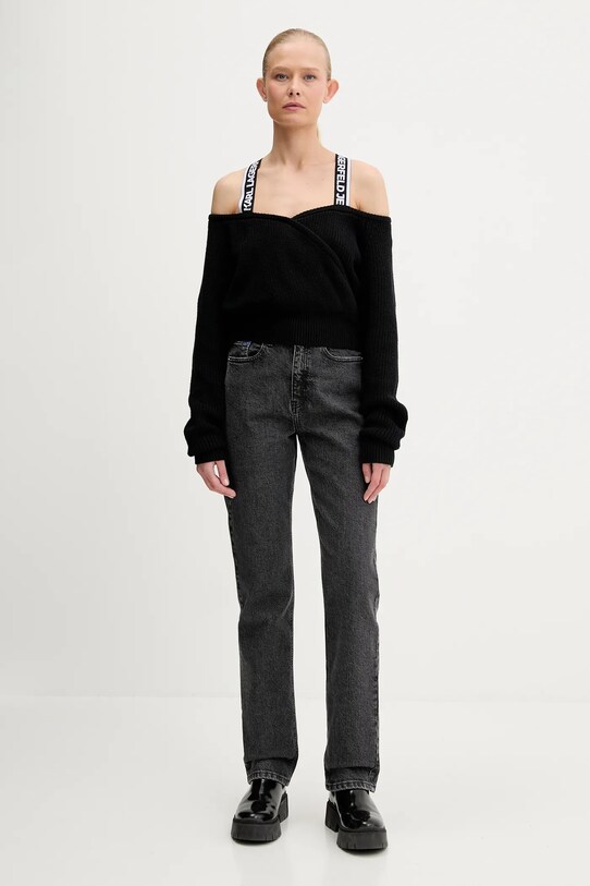 Karl Lagerfeld Jeans gyapjúkeverék pulóver A3W18009 fekete AW25