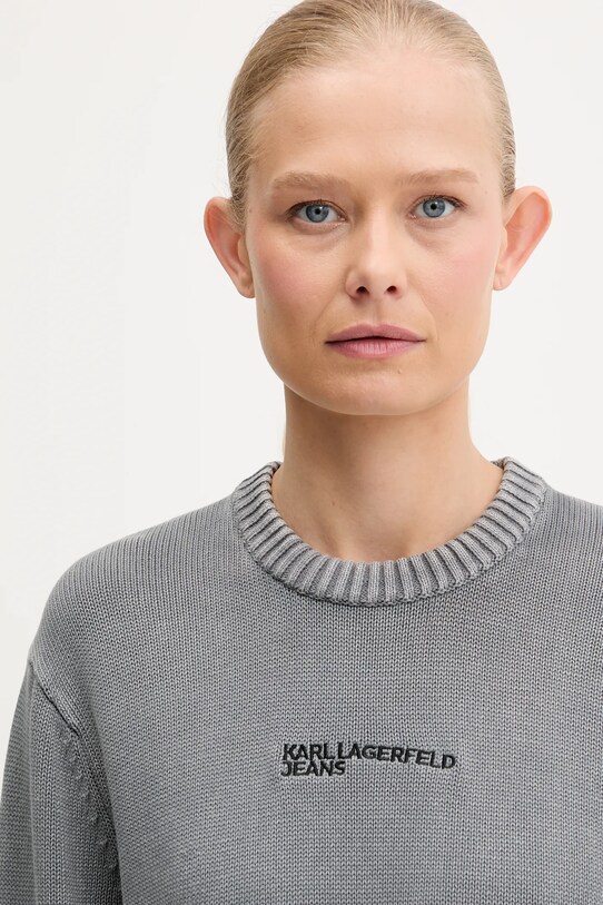 Karl Lagerfeld Jeans pamut pulóver szürke A3W18037