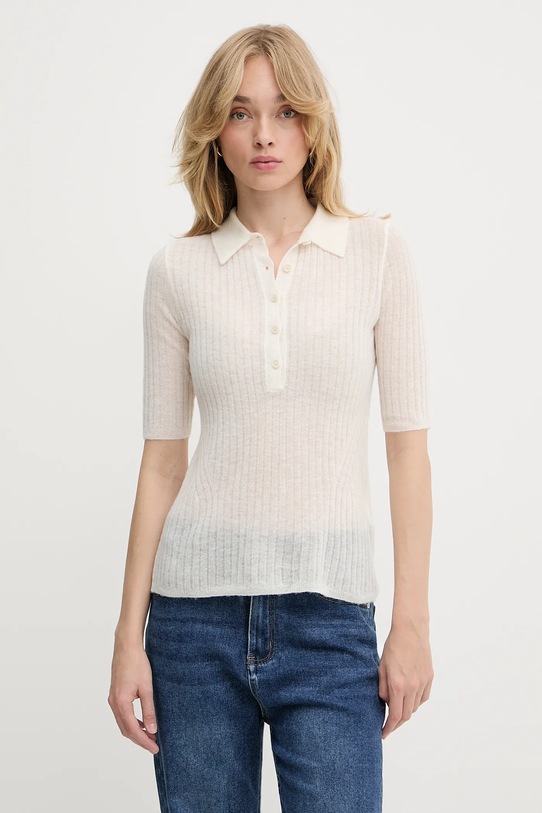 Вовняне поло BOSS Orange regular бежевий 50543977