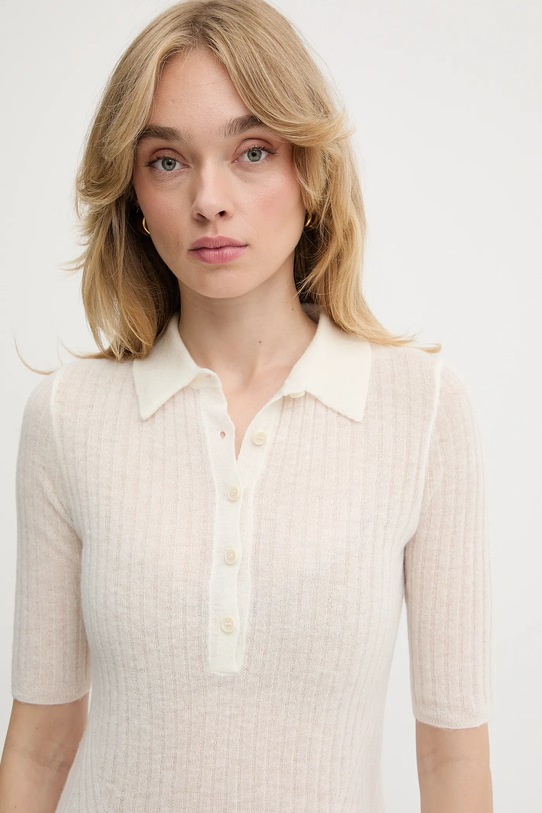 Вовняне поло BOSS Orange бежевий 50543977