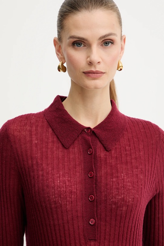 BOSS Orange polo wełniane bordowy 50543977