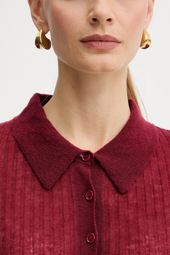 BOSS Orange polo wełniane 50543977 bordowy