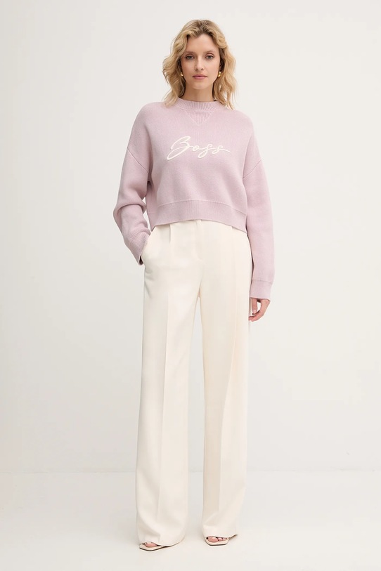 BOSS Orange sweter bawełniany 50543979 różowy AW25