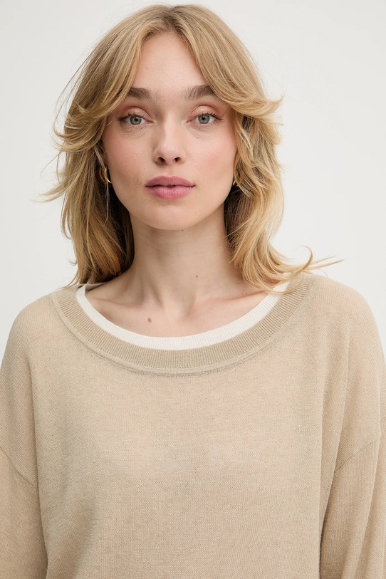 Шерстяной свитер BOSS бежевый 50542875