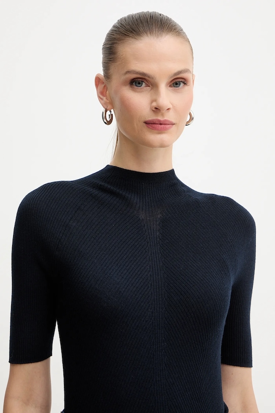 BOSS tricou de lână bleumarin 50542885