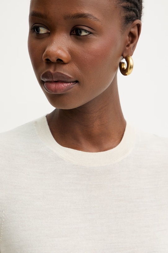 Вовняна футболка BOSS Farbella бежевий 50544996