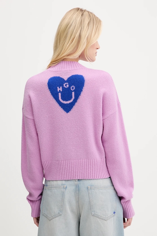 Hugo Blue gyapjú pulóver gyapjú lila 50543059