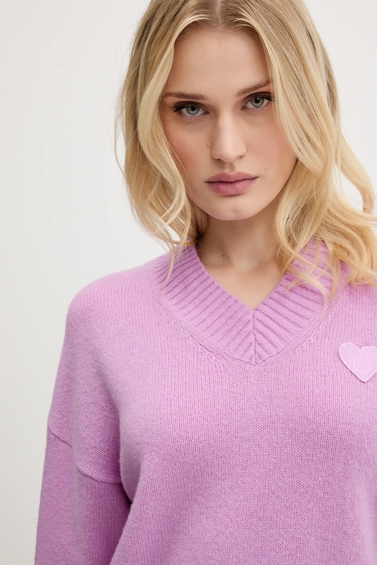 Hugo Blue gyapjú pulóver lila 50543059