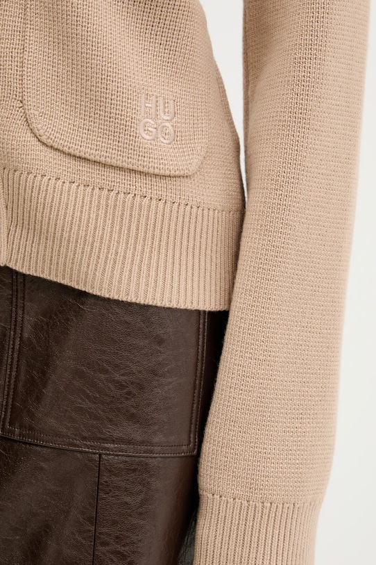 HUGO kardigan z wełną 50545141 beżowy