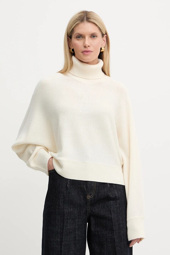 Vlněný svetr MICHAEL Michael Kors rolák béžová MT5617UF2G