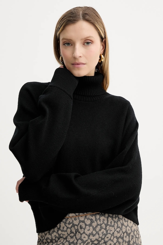 Vlněný svetr MICHAEL Michael Kors rolák černá MT5617UF2G