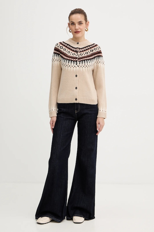 Weekend Max Mara kardigan z dodatkiem wełny CABIRIA 2525346033600 beżowy AW25