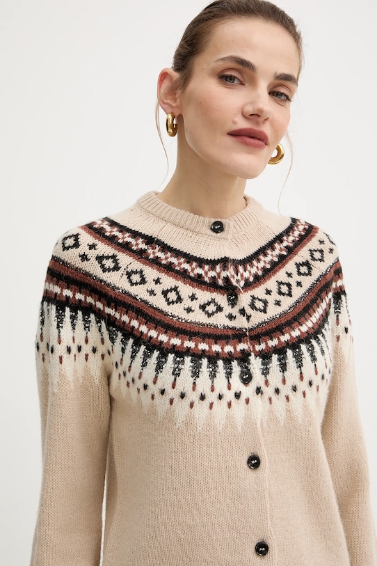 Weekend Max Mara kardigan z dodatkiem wełny CABIRIA beżowy 2525346033600