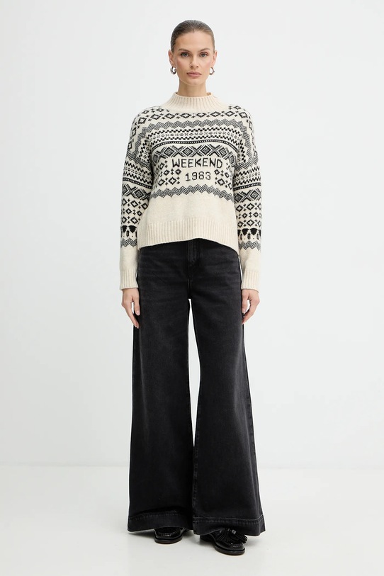 Weekend Max Mara sweter z dodatkiem wełny BRIOSO beżowy 2525366053600
