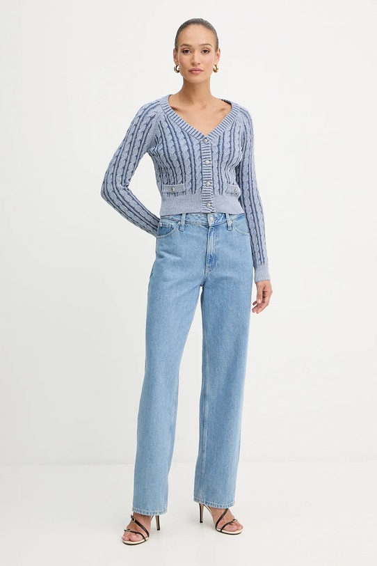 Guess kardigan bawełniany GISELLE W5YR15.Z3OU0 niebieski AW25