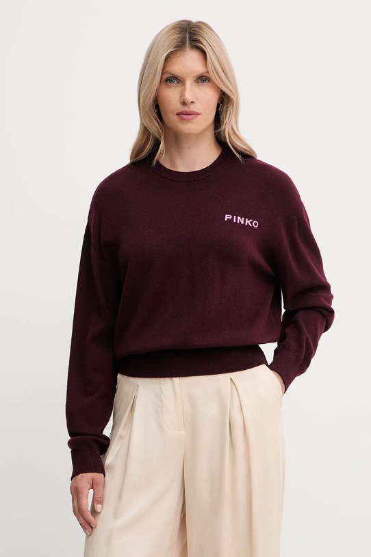 Pinko gyapjú pulóver gyapjú burgundia 105561.A2SI
