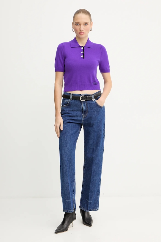 Вовняне поло Pinko 105450.A2Q9 фіолетовий AW25