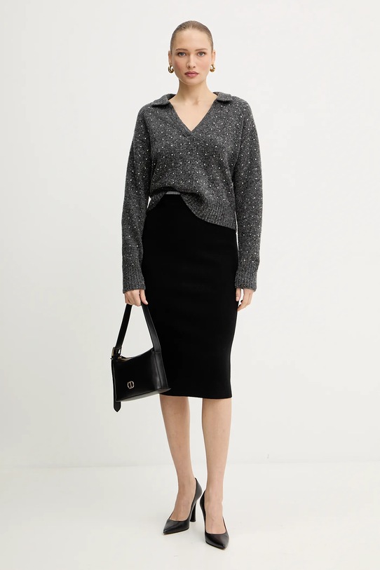 Pinko sweter z dodatkiem wełny 105684.A2U4 szary AW25