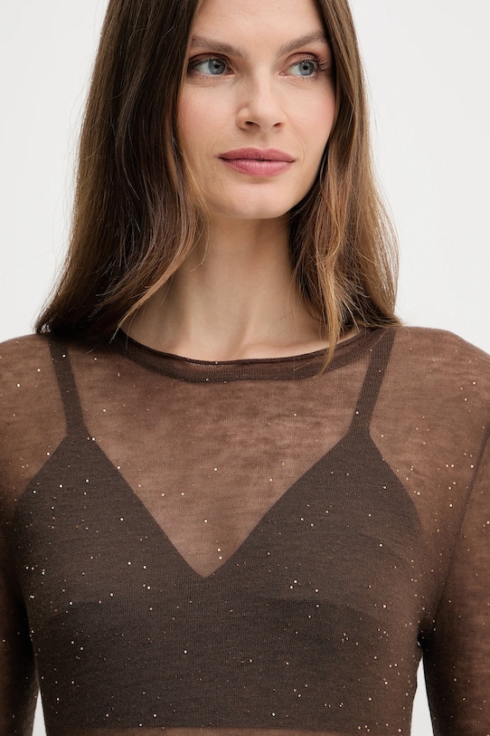 Ľanový sveter Pinko hnedá 105398.A2PM