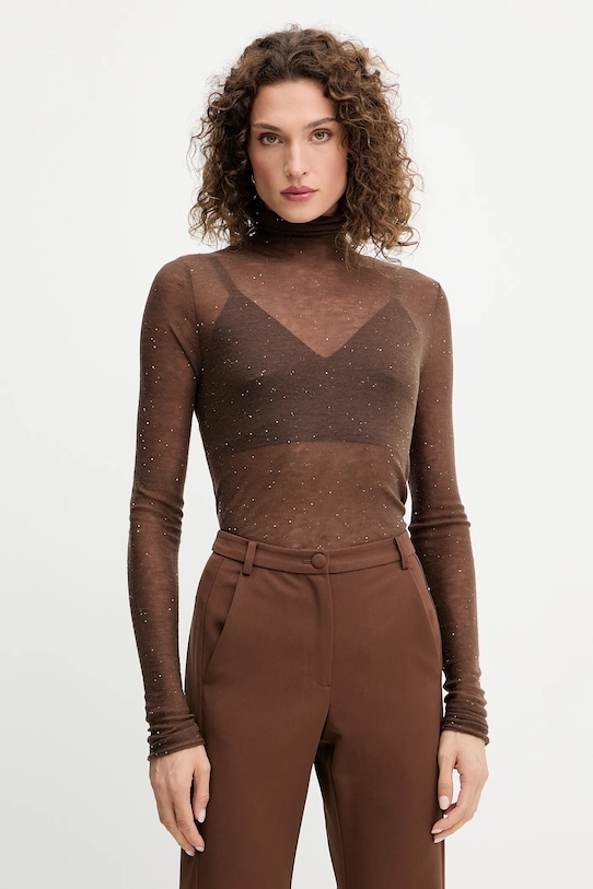 Pinko sweter wełna brązowy 105821.A2PM