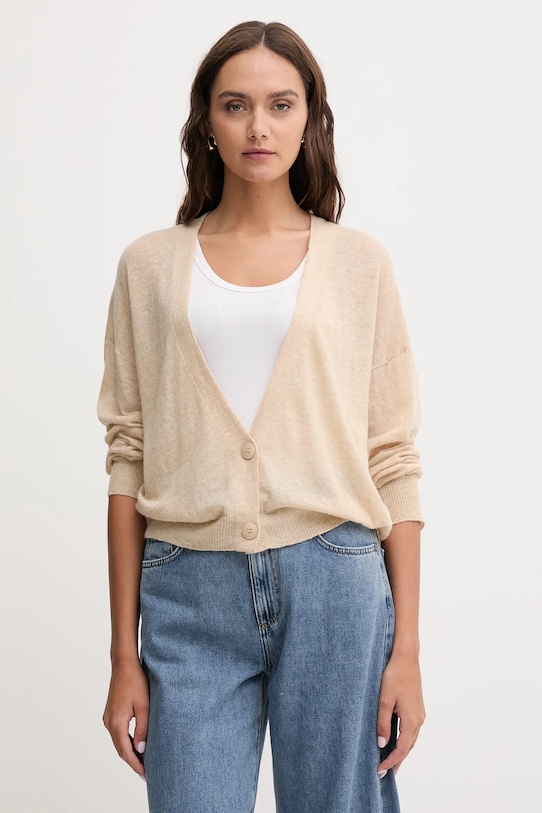 United Colors of Benetton kardigan z wełną cienka beżowy 109PD6056