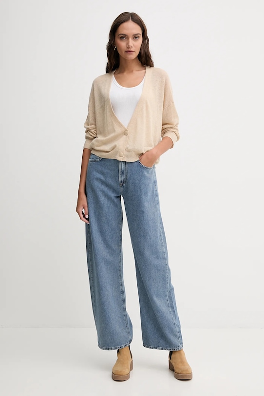 United Colors of Benetton kardigan z wełną 109PD6056 beżowy AW25