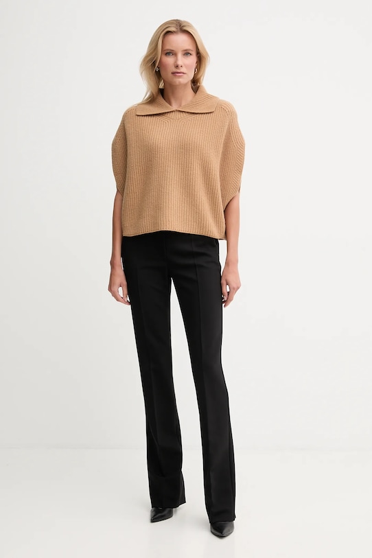 United Colors of Benetton poncho de lână 1344DU01K bej AW25