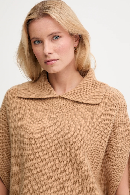 United Colors of Benetton poncho de lână bej 1344DU01K