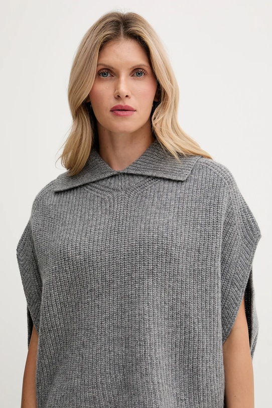United Colors of Benetton poncho z dodatkiem wełny szary 1344DU01K