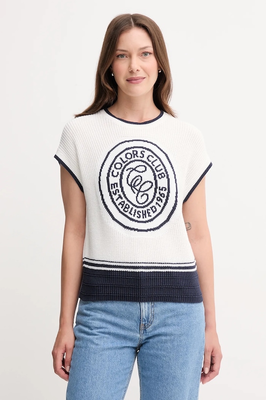 Bavlněná vesta United Colors of Benetton nášivka bílá 1494E10EH