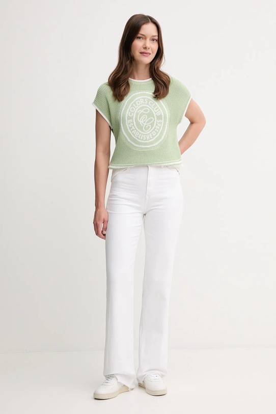 United Colors of Benetton vestă din bumbac 1494E10EH verde AW25