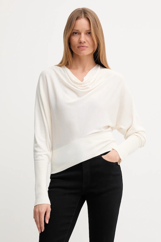 United Colors of Benetton sweter z jedwabiem pozostałe beżowy 1ZRED10E8