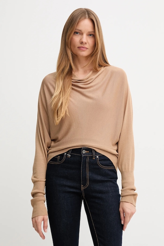 United Colors of Benetton sweter z jedwabiem pozostałe beżowy 1ZRED10E8