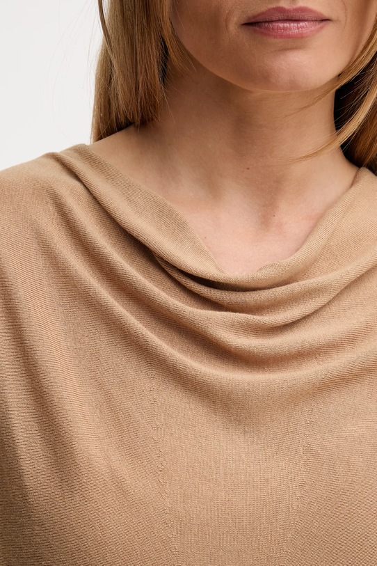 United Colors of Benetton sweter z jedwabiem beżowy 1ZRED10E8
