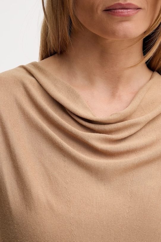 United Colors of Benetton sweter z jedwabiem beżowy 1ZRED10E8