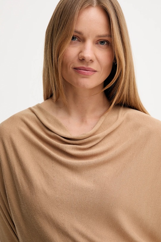 United Colors of Benetton sweter z jedwabiem 1ZRED10E8 beżowy