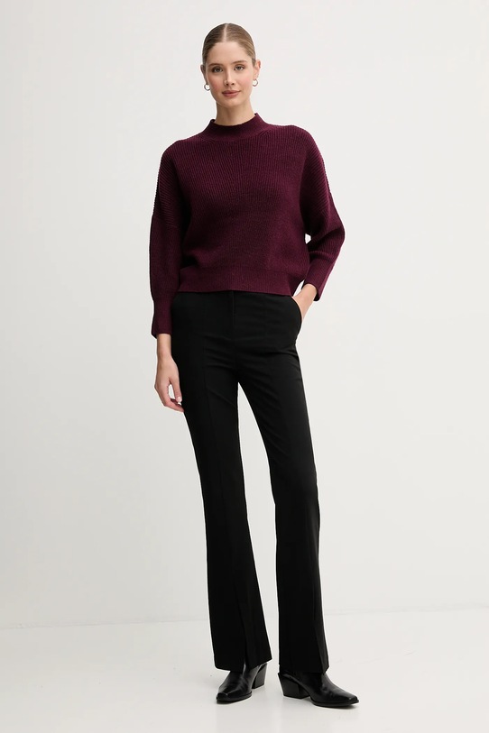 OUI sweter z dodatkiem wełny 94268 bordowy AW25