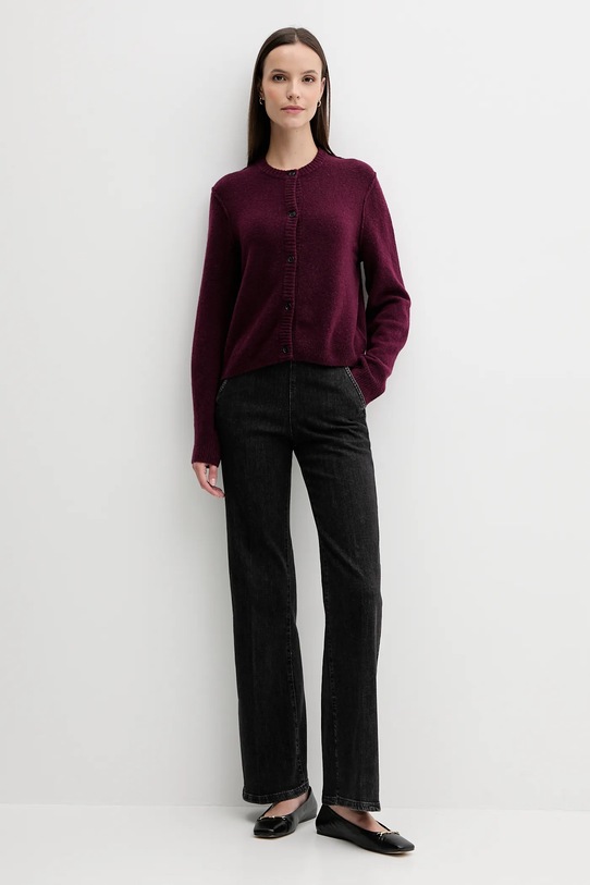 OUI kardigan z wełną 94462 bordowy AW25