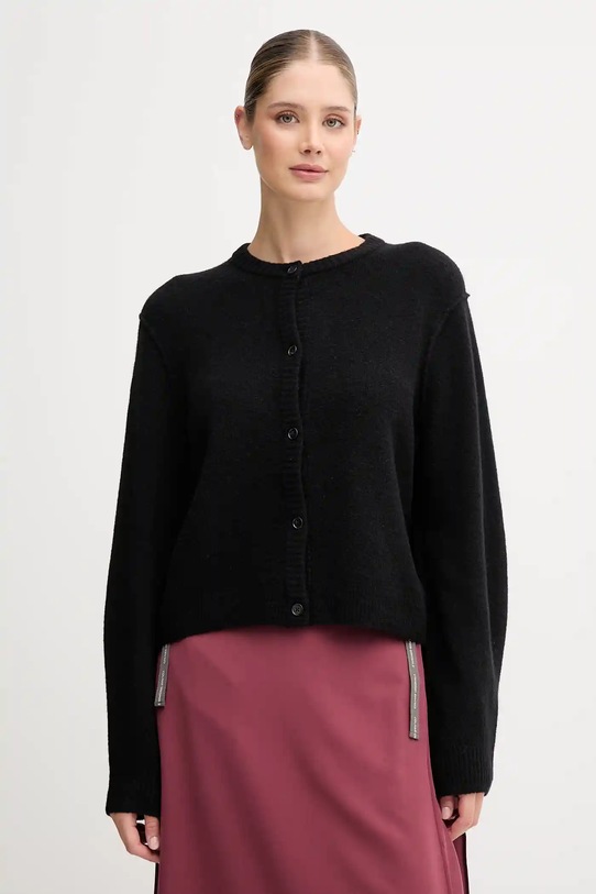 OUI cardigan de lână uni negru 94462