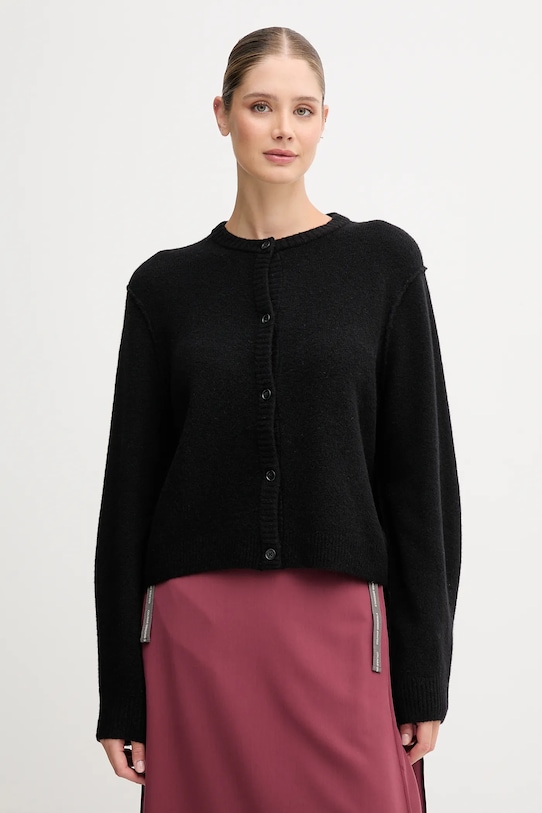 OUI cardigan de lână uni negru 94462