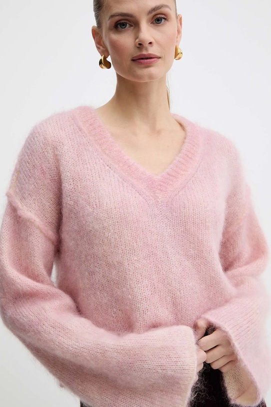 Pinko sweter z dodatkiem moheru różowy 105945.A2YF