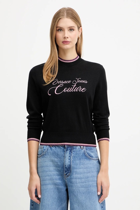 Versace Jeans Couture sweter z wełną okrągły czarny 79HAFM20.CMH62