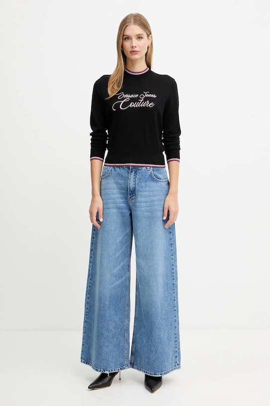 Versace Jeans Couture pulover de lână 79HAFM20.CMH62 negru AW25