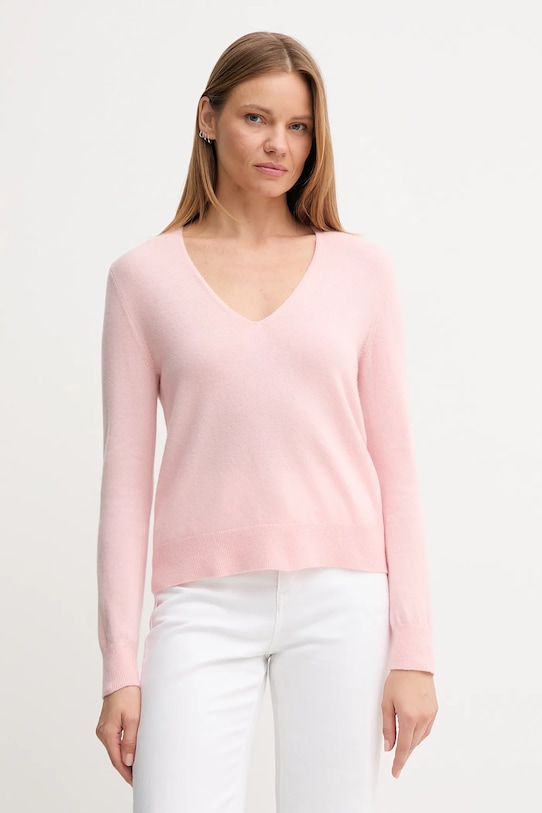 Шерстяной свитер United Colors of Benetton тонкий розовый 1002D401Y