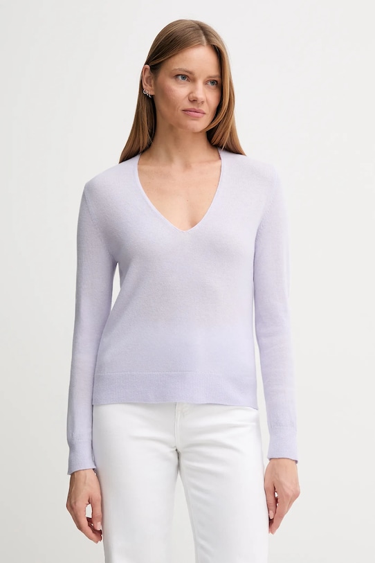 United Colors of Benetton sweter wełniany szpic fioletowy 1002D401Y