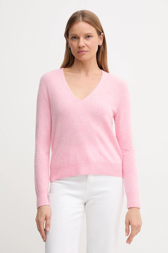 United Colors of Benetton maglione in lana scollo a V rosa 1002D401Y