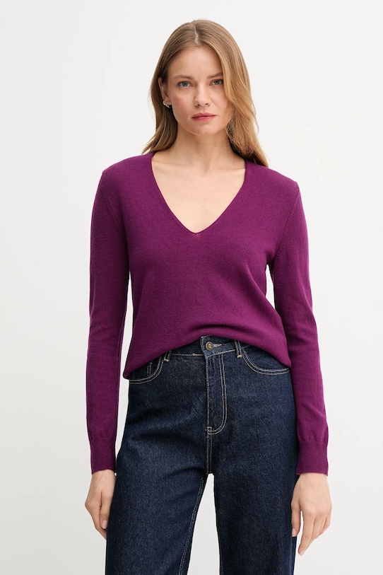 United Colors of Benetton sweter wełniany szpic fioletowy 1002D401Y