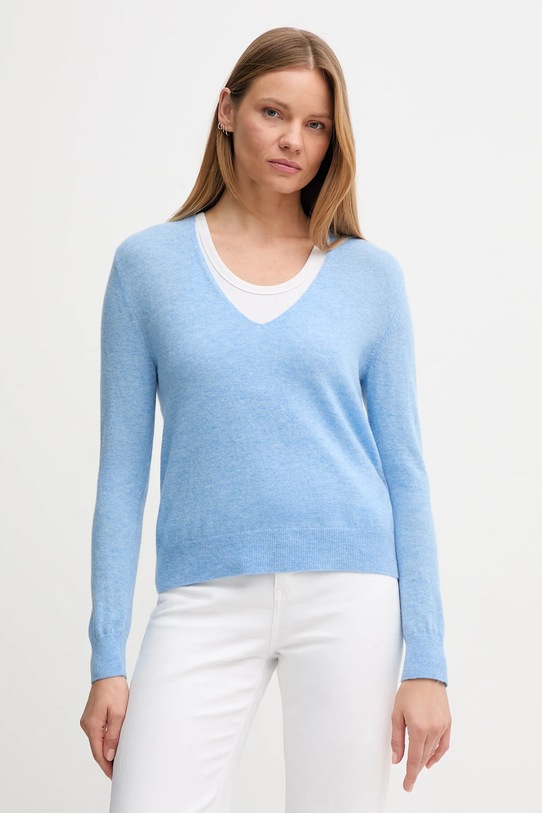 United Colors of Benetton maglione in lana scollo a V blu 1002D401Y